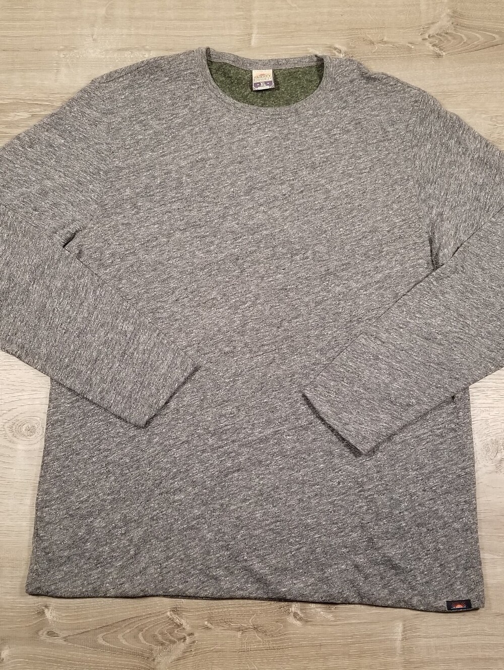 Faherty Cloud Reversible Crewneck Sweatshirt Mens XL Gray Green Soft Casual
